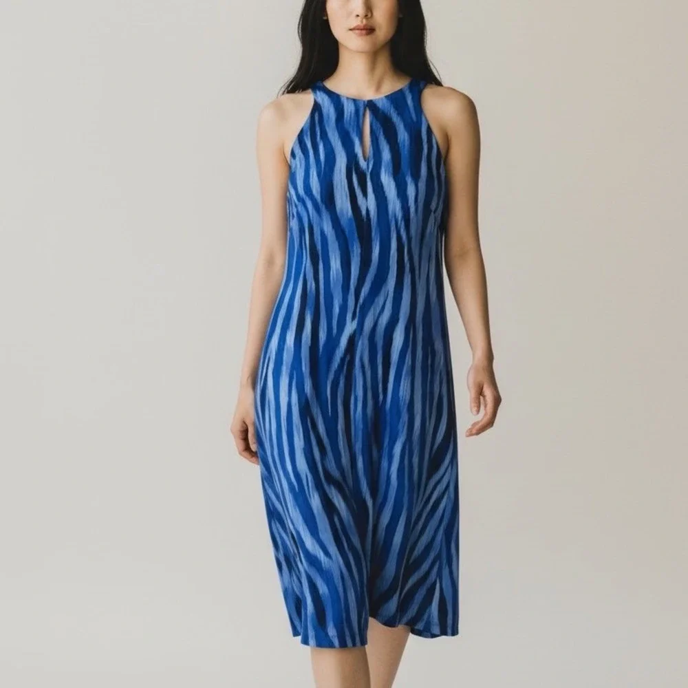 NWT Tommy Bahama Jasmina Zesty Zebra Dress Women S Blue